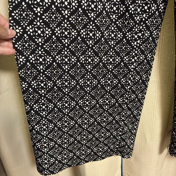 Ny Collection Womens XL Knit Wide Leg Pull On Pants Black Abstract Print - Picture 2 of 11